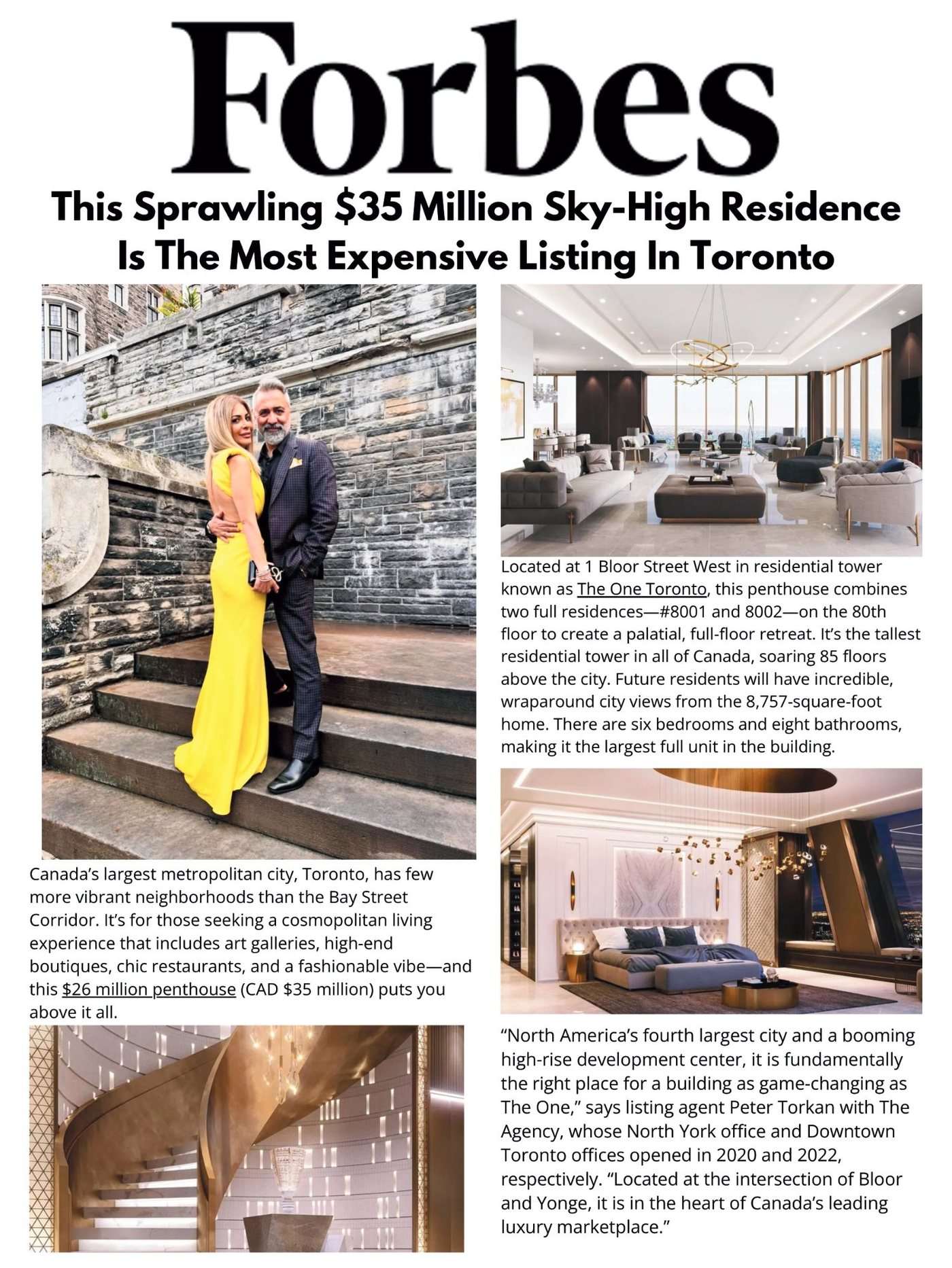Forbes article: This Sprawling $26 Million Sky-High Residence Is The Most Expensive Listing In Toronto