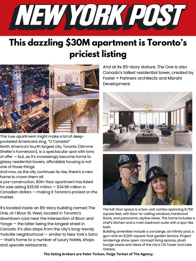 New York Post: This dazzling $30M apartment is Toronto's priciest listing